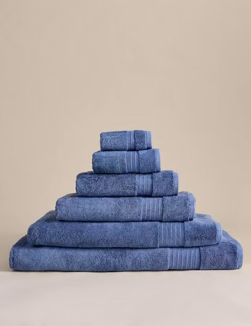 M&S Egyptian Cotton Fluffy Quick Drying Towel in Blue