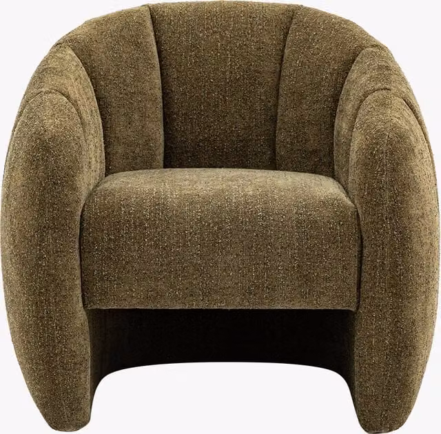 Perch & Parrow Modern Brown Bouclé Tub Chair with Armrests