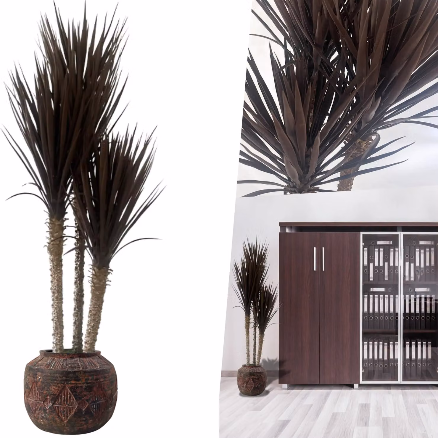 Pegdev 155cm Artificial Yucca Tree with UV Resistant Spiky Leaves in Red Planter, Height: 155 cm, Width: 60 cm, Depth: 60 cm – 5