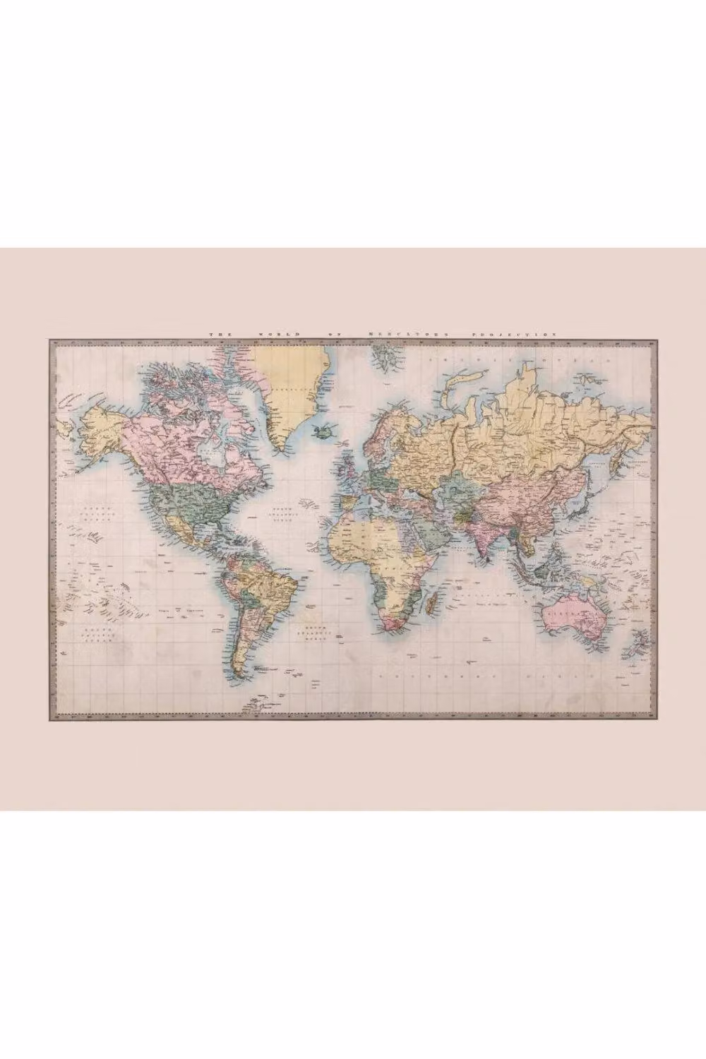 Origin Murals Historic World Map Vintage Wall Mural in Beige, Sand and Multicolour, W: 300 cm, H: 240 cm – 2