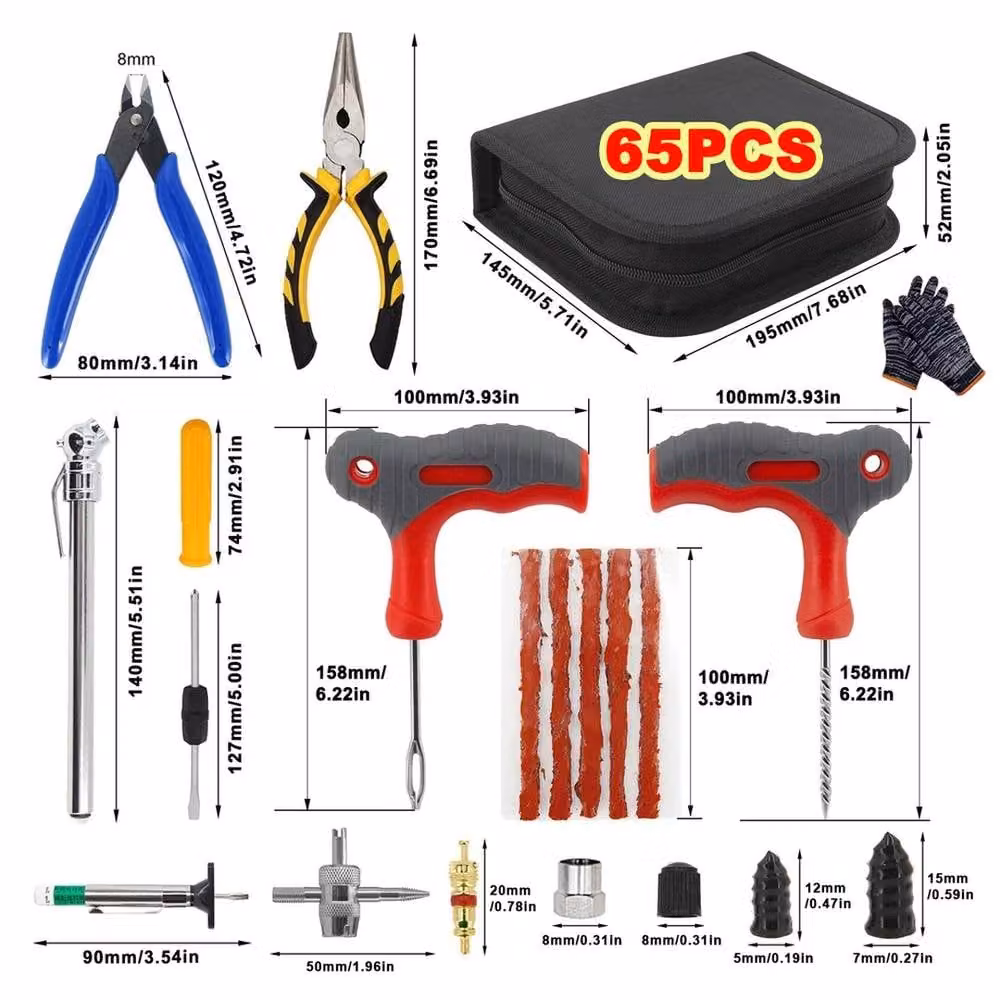 Ventryn Multicolour Tubeless Tyre Puncture Repair Kit for Car, Motorcycle and Van with Steel Components – 1