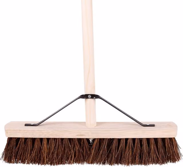 Charles Bentley Coco Broom Garden Maintenance Brush in Brown with Natural Coco Fibre and Wood, Height: 45 cm