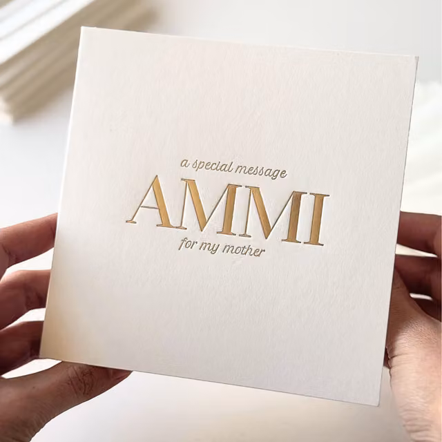 Peacock Supplies Luxury Ammi Mother Special Message Card in White and Gold