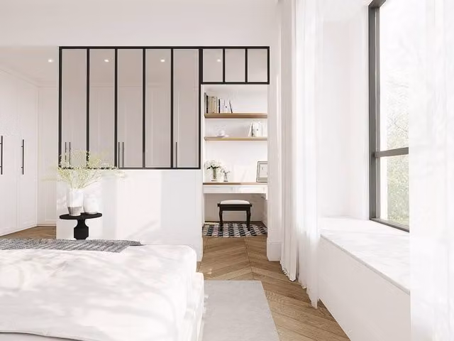 Vente-unique Studio-Style Fixed Glass Panel in Powder Coated Aluminium, Black, W: 150 cm, H: 130 cm