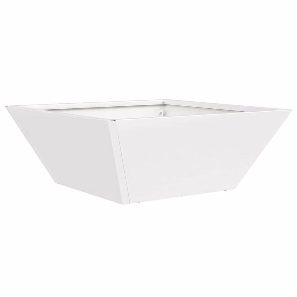 Berkfield Home White Steel Garden Bowl Planter, W/D/H: 40 x 40 x 15 cm – 3
