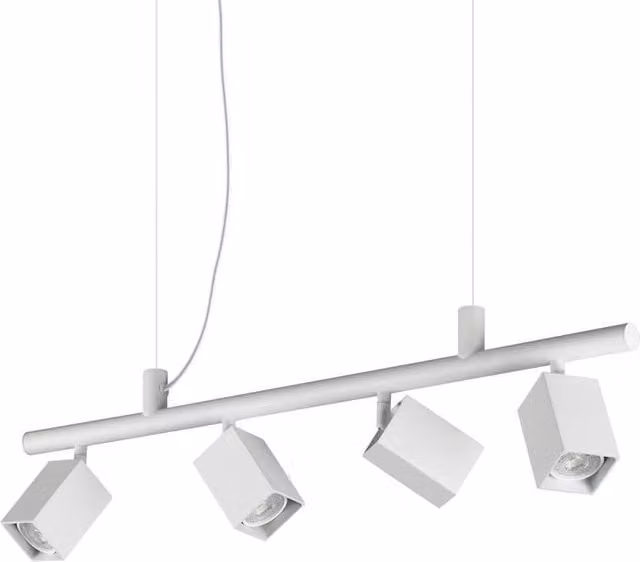 Netlighting Dynamite Square Bar Pendant Ceiling Light in White with 4x GU10 Adjustable Downlights