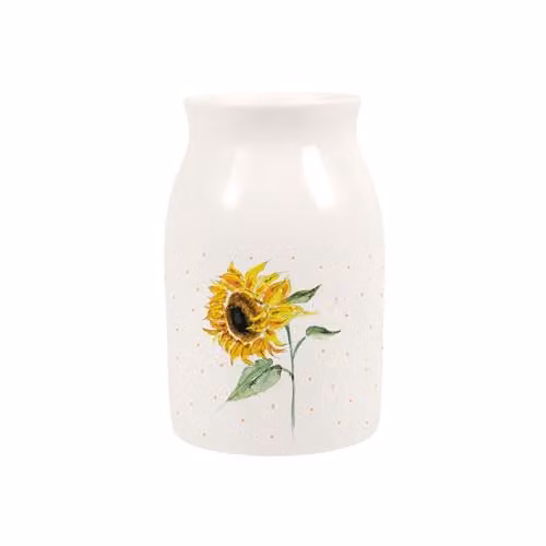 Purely Home Watercolour Sunflower Small Porcelain Vase in White and Yellow