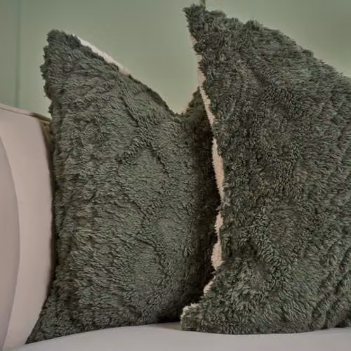 OHS 2 Pack Cable Knit Square Cushion Covers in Green, 45 x 45 cm – 3