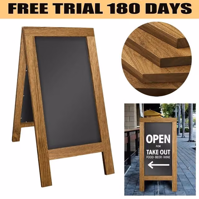 SPETLEK Anti-Wind A-Frame Magnetic Sidewalk Chalkboard in Brown Wood