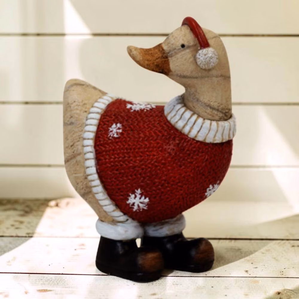 Four Candle Red and White Polyresin Duck with Ear Muffs Tabletop Decoration – 2