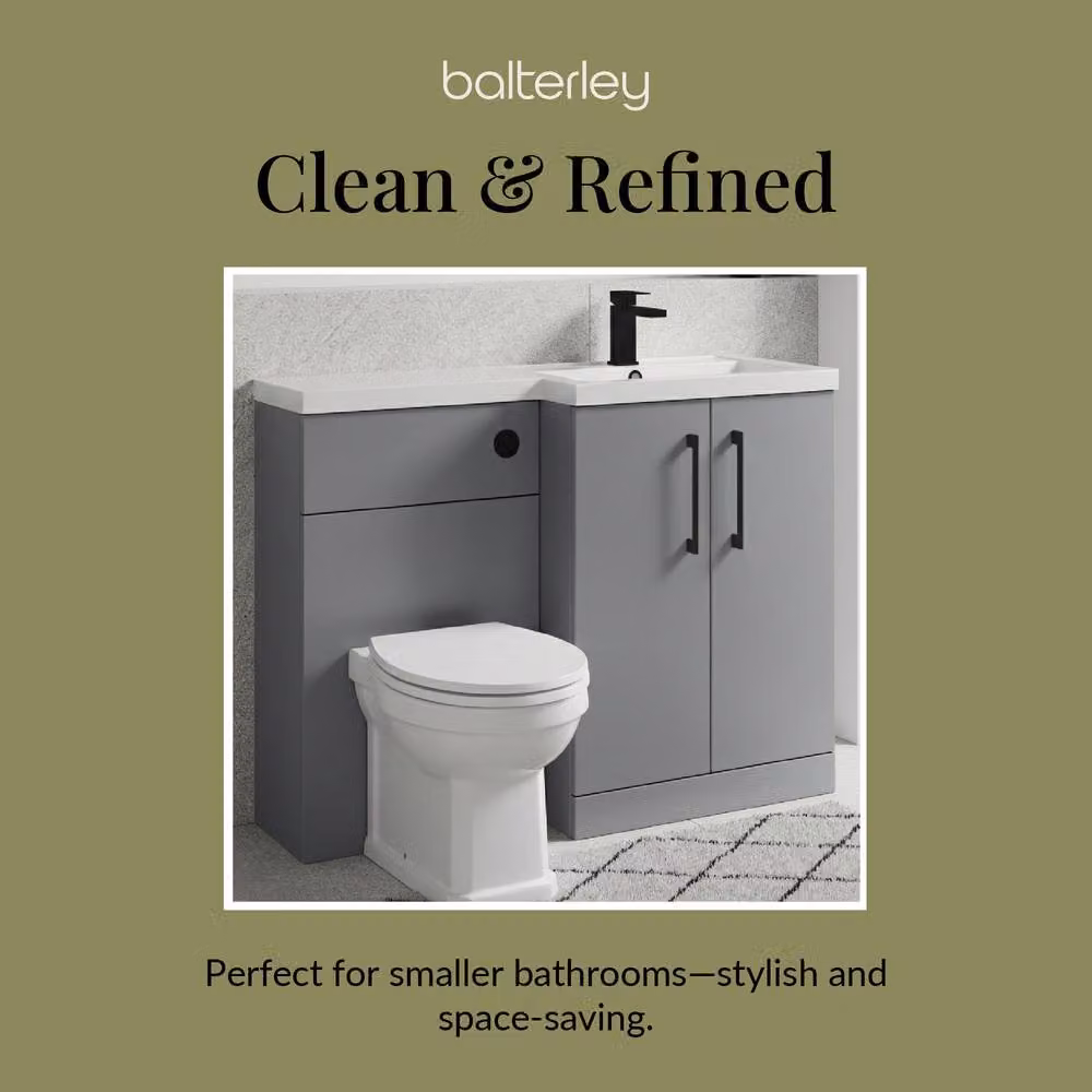 Balterley Modern Satin Grey Right-Hand Vanity and WC Unit Combination, W: 110 cm, H: 84 cm – 4