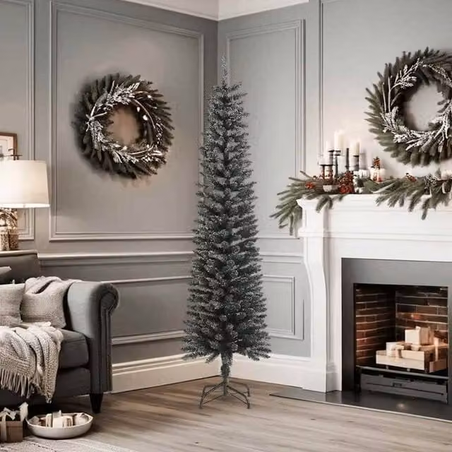 Berkfield Home Artificial Slim Christmas Tree in Green with Stand, Height: 180 cm