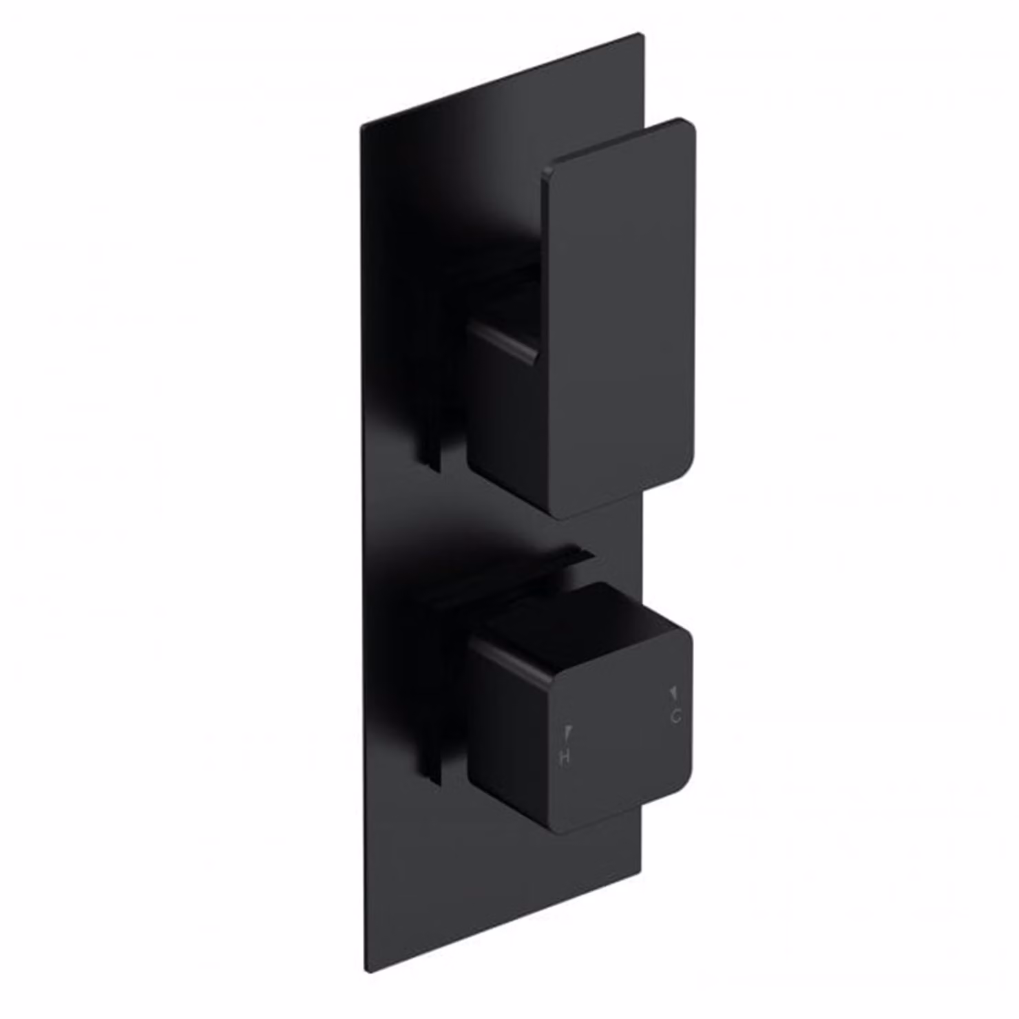 Windon Square Matt Black Twin Thermostatic Concealed Shower Valve with Diverter