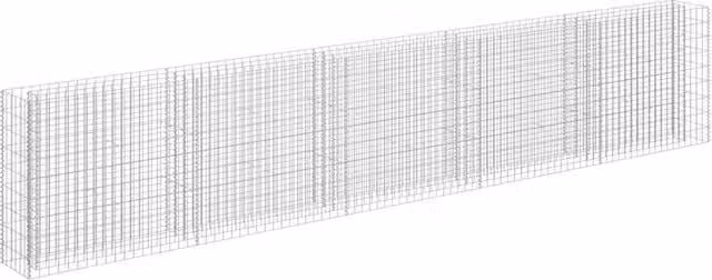 Berkfield Home Silver Galvanised Steel Stone Gabion Raised Bed, W/D/H: 450 x 30 x 90 cm