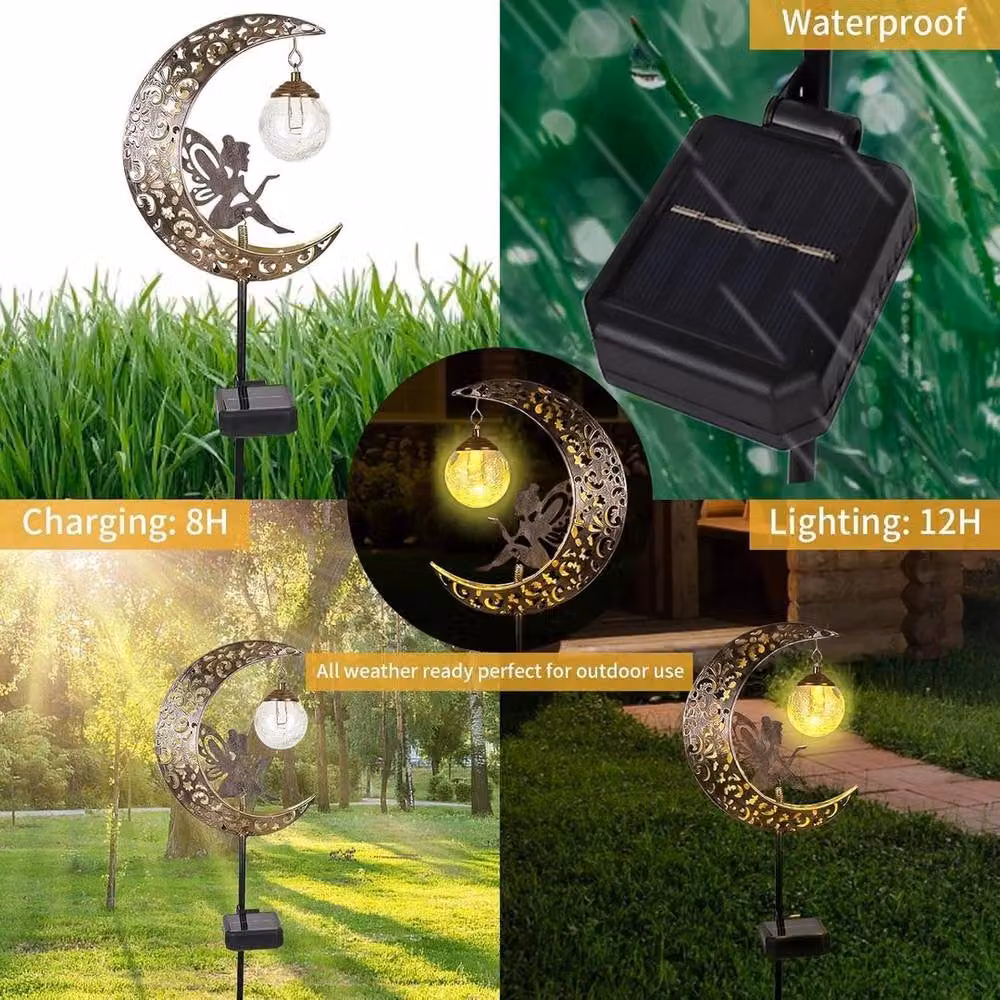 SPETLEK Solar LED Moon Light in Gold for Garden and Patio Decor – 5