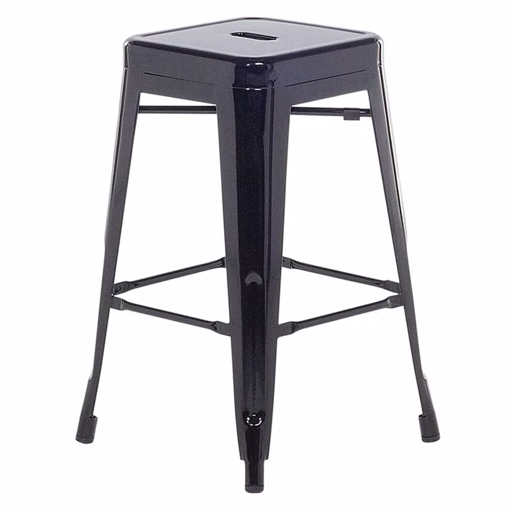 Wyld and Coco Urban Loft Industrial Stackable Bar Stools Set of 2 in Black Matt Metal, Height: 60 cm – 3