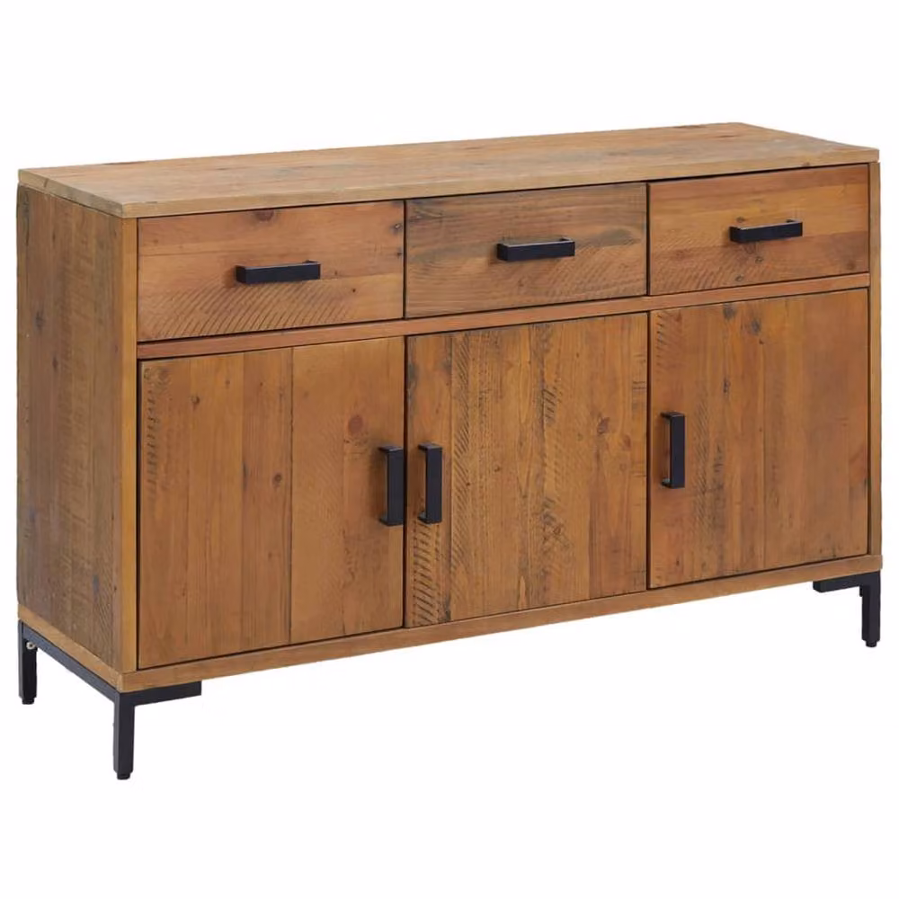 Berkfield Home Brown Solid Pinewood Industrial Sideboard W/D/H: 110 x 35 x 70 cm – 3