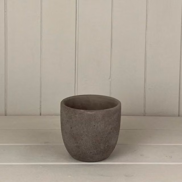 KDMD Minimalist Round Stone Tabletop Plant Pot in Grey