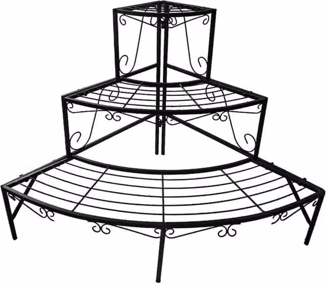 FORGEVIO Metal Indoor Outdoor Pot Plant Stand in Black