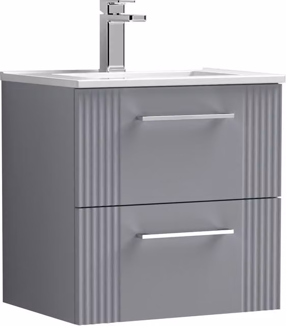 Balterley Wall Hung 2 Drawer Vanity Unit with Minimalist Basin, Satin Grey – 1