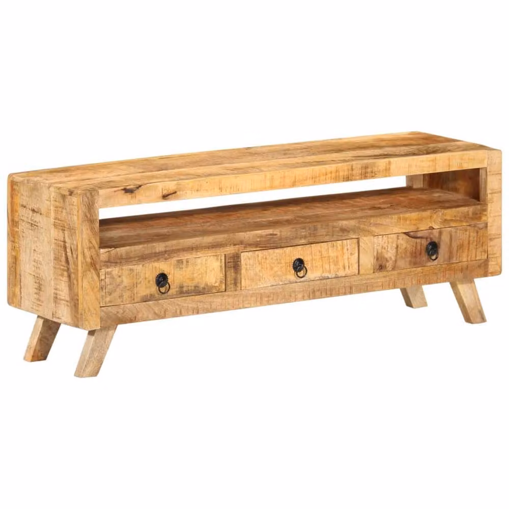 Berkfield Home TV Cabinet in Brown Solid Mango Wood, W: 110 cm, D: 30 cm, H: 40 cm – 2