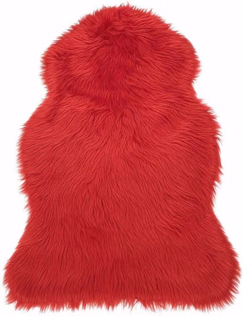 Kampala Hill Red Faux Fur Non-Slip Rug
