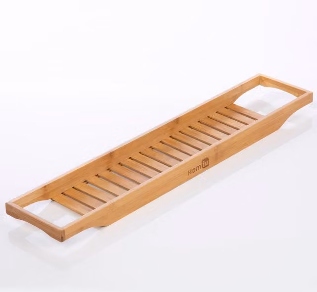 Homiu Bamboo Freestanding Bath Caddy, Orange