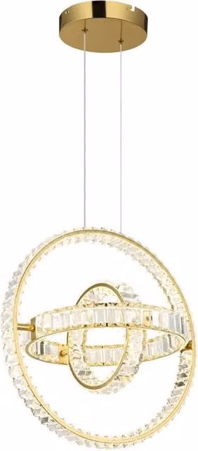 Netlighting Neil Pendant Light in Gold and Transparent Crystal with 3x Dimmable LED Bulbs