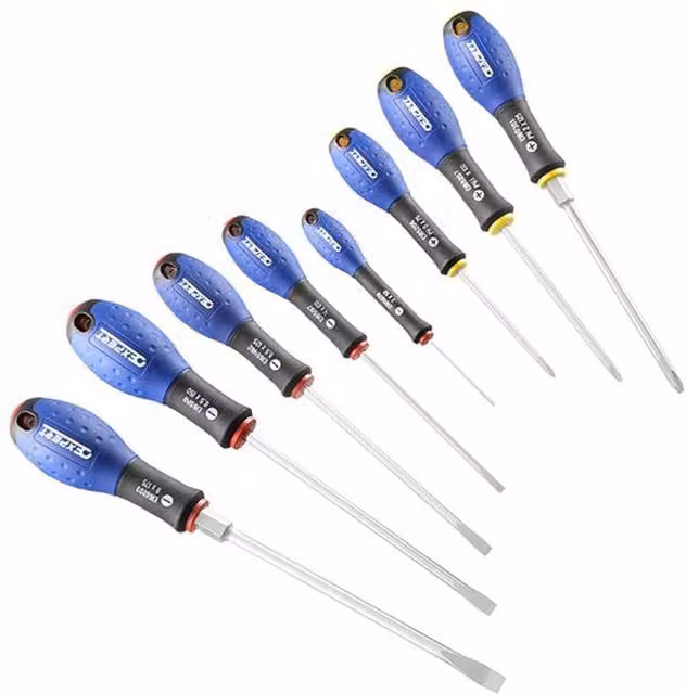 Britool 8 Piece Manual Slotted and Phillips Screwdriver Set in Blue Stainless Steel