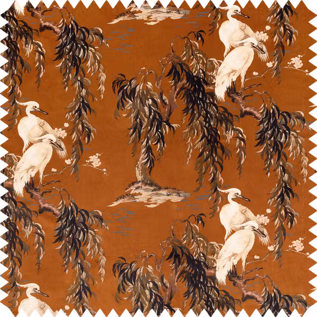 House of Hackney ZEUS Velvet in Tobacco Brown, Orange and White