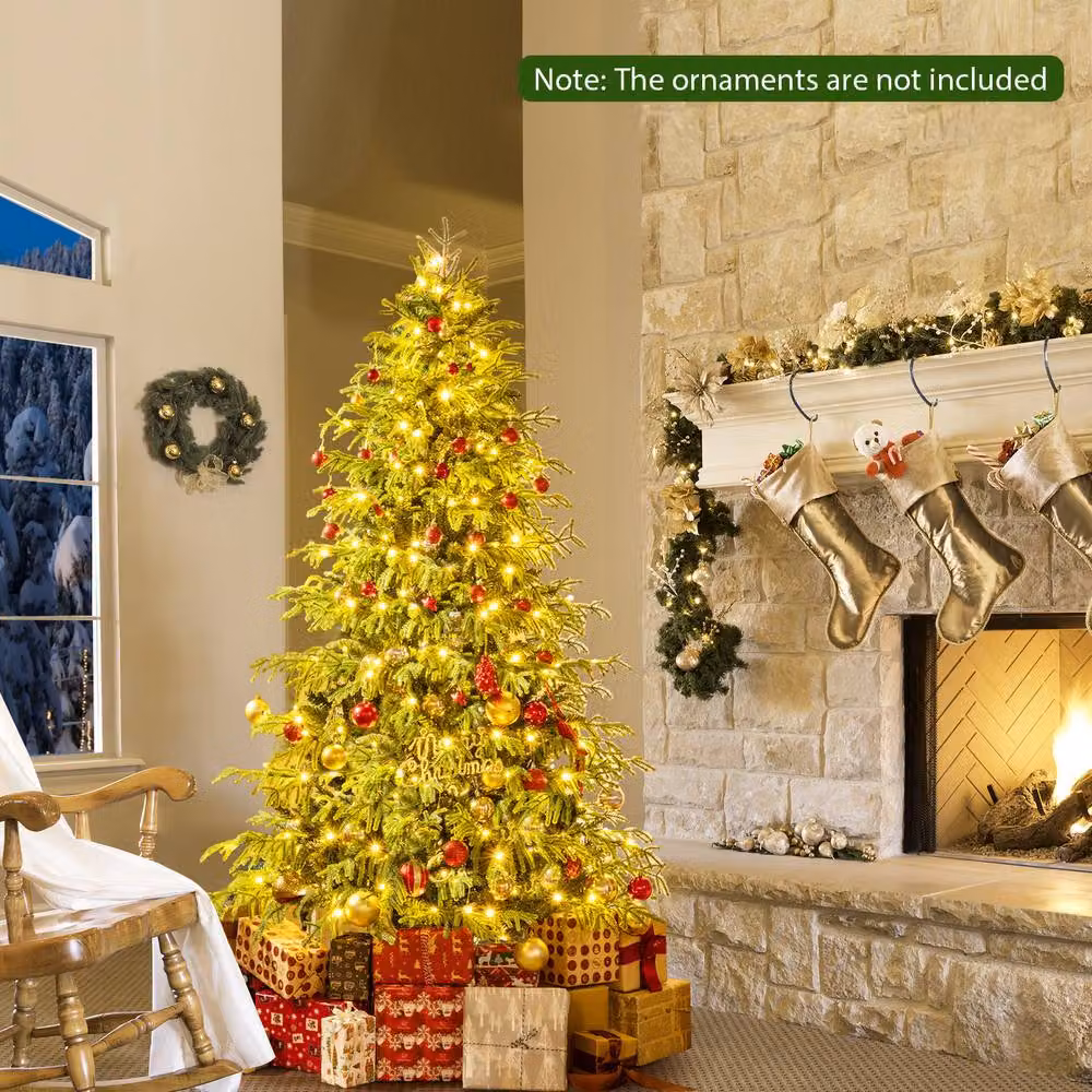 Costway 6 FT Pre-lit Hinged Artificial Christmas Tree in Green – 4