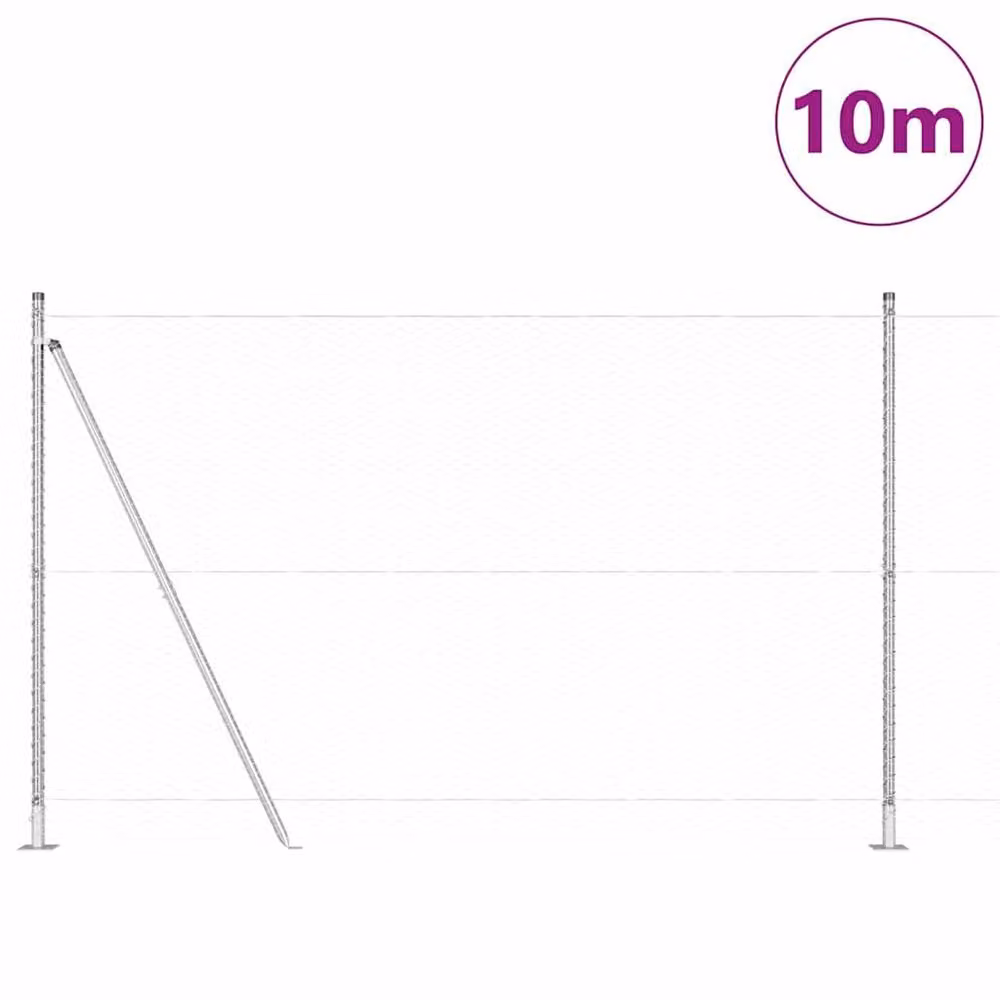 Berkfield Home Hexagon Fence in Silver Galvanised Steel, H: 160 cm x W: 10 m – 2