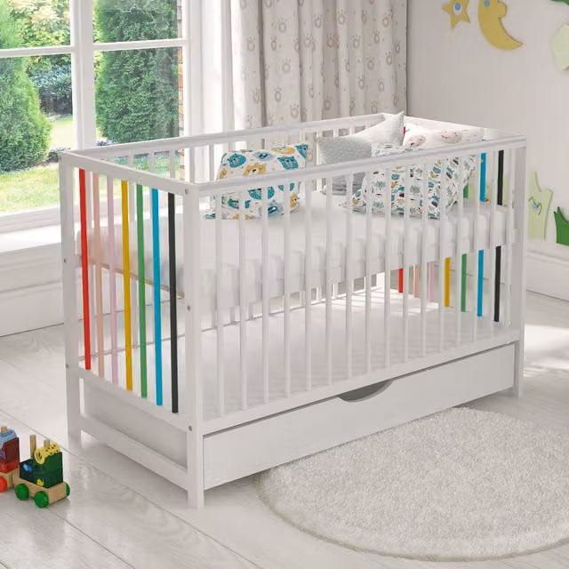 Love For Sleep Summer Cot Bed with Drawer and Mattress in White