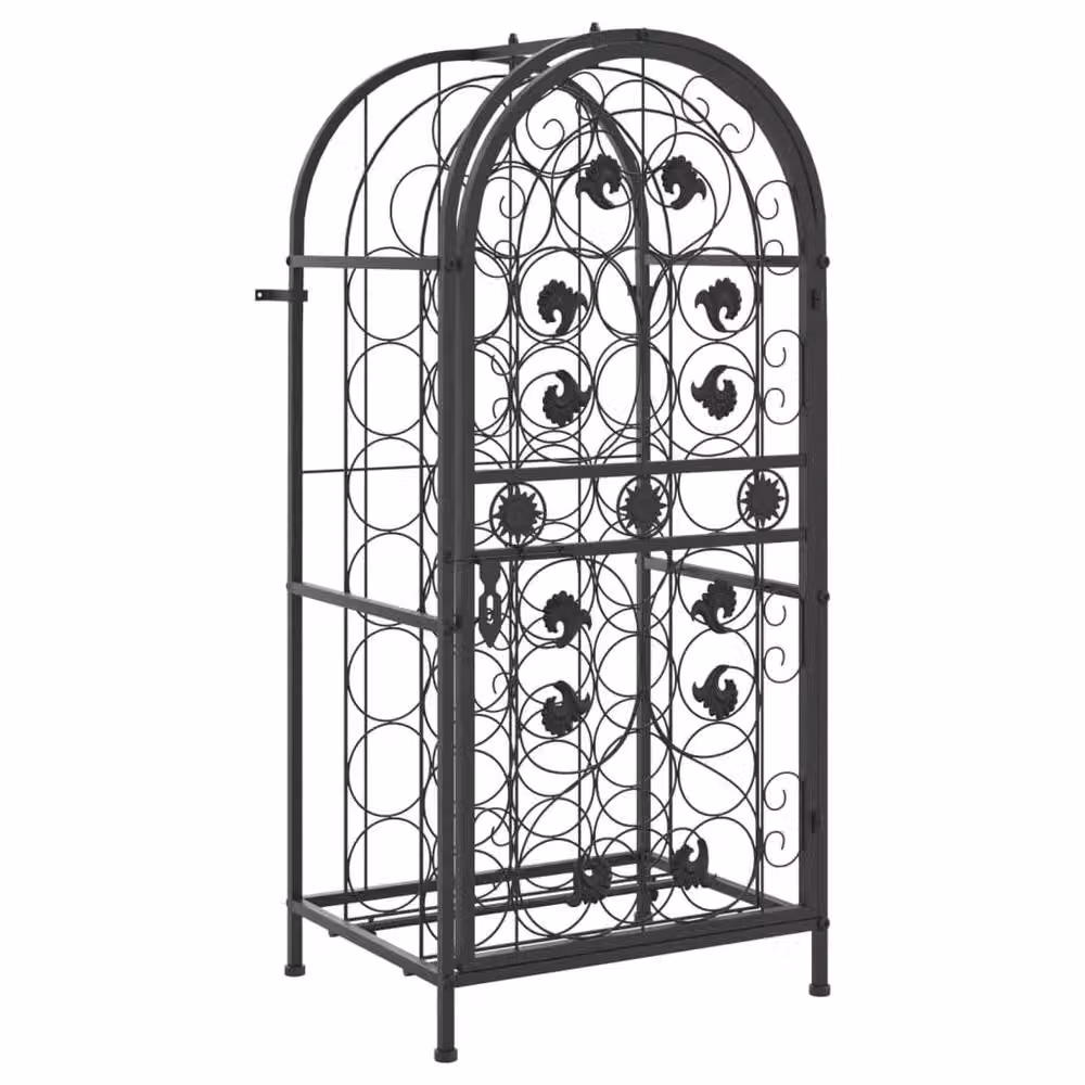 Berkfield Home Black Wrought Iron Wine Rack for 33 Bottles, W/D/H: 45 x 36 x 100 cm – 2