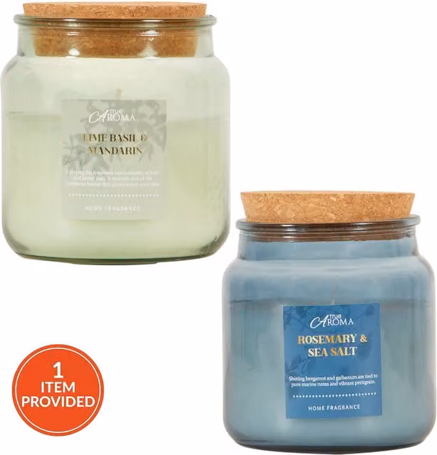 True Aroma Multicolour Glass Jar Candle with Cork Lid and Rustic Design