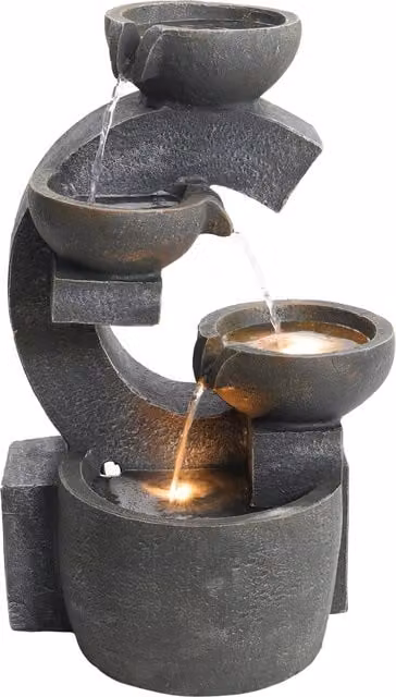 Breeins Electric Creative C-Shape Tabletop Water Fountain in Grey