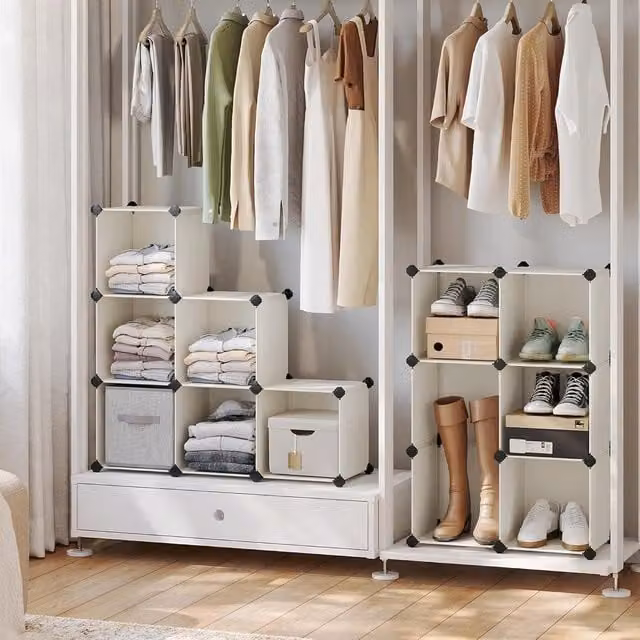 SONGMICS 16 Cube Modular Storage Organiser and Shoe Rack in White