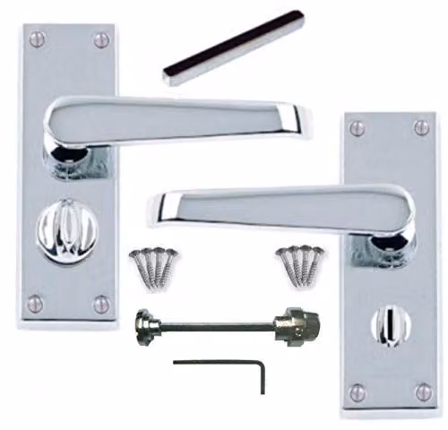 Golden Grace Victorian Privacy Lever Door Handles in Polished Chrome