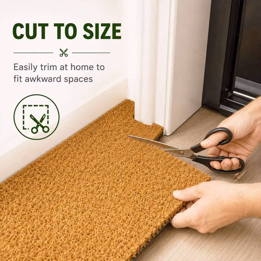 Nicoman Natural Coconut Coir Plain Rectangular Door Mat in Brown, W: 60 cm, D: 40 cm, H: 1.7 cm – 6