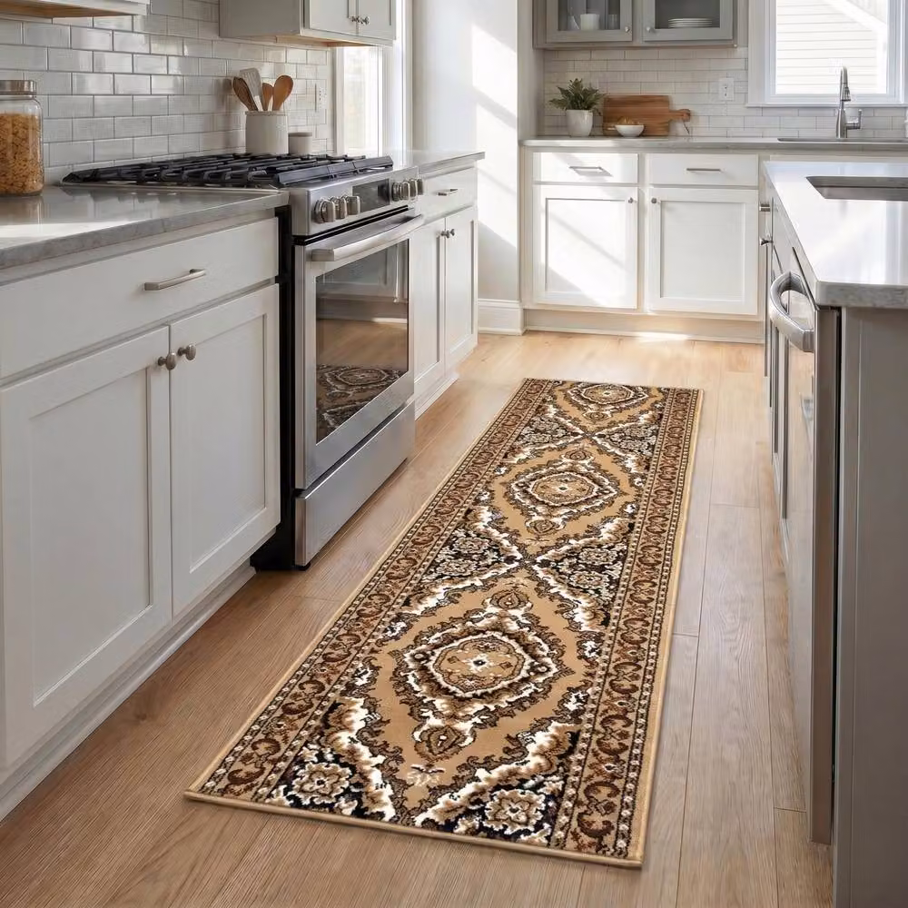 Bravich LTD Texas Medallion Traditional Hallway Runner Rug, Beige, W: 60 cm, L: 900 cm – 2