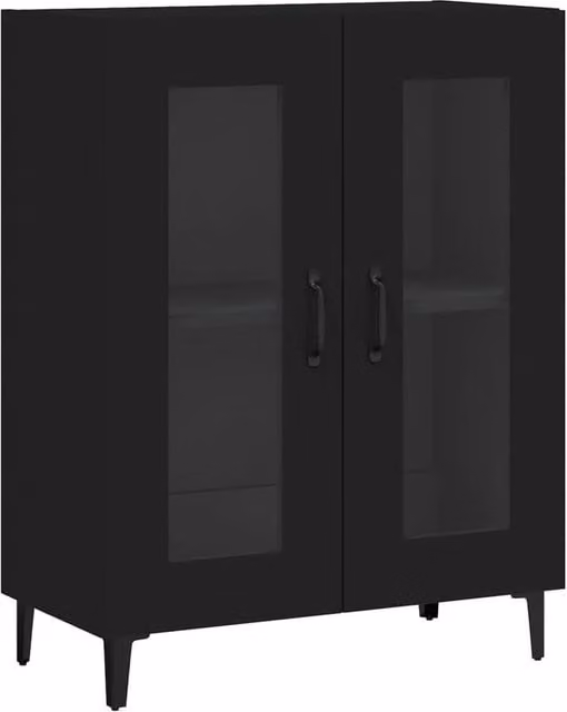 Berkfield Home Black Matt Sideboard with Glass Doors, W/D/H: 69.5 x 34 x 90 cm – 1