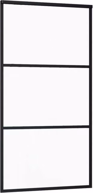 Berkfield Home Modern Sliding Door with Hardware Set, Black ESG Glass and Aluminium, W: 102 cm, H: 205 cm – 1