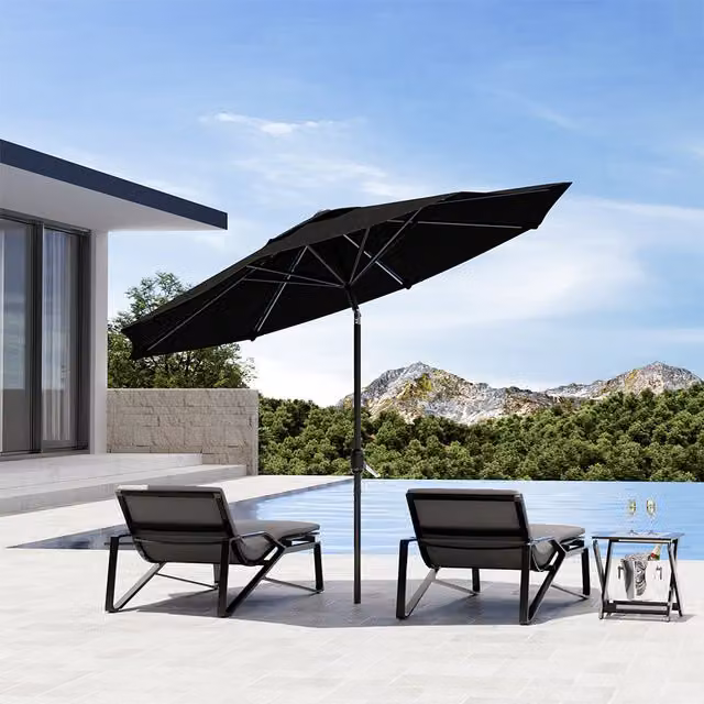 Komore 3m Rotating Outdoor Garden Parasol in Black