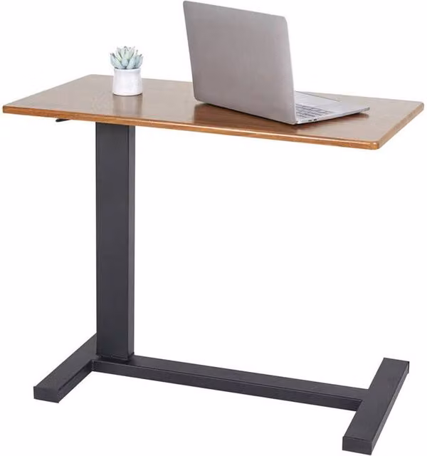 KORVIXA Large Height Adjustable C-Shape Laptop Table in Brown