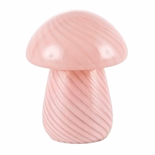 Happy Homewares Contemporary Mushroom Glass Table Lamp in Pink and Transparent, H 22 cm x W 17 cm x D 17 cm