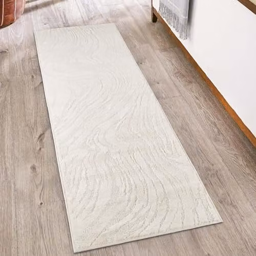 Desire Rugs Modern Rectangular Hallway Runner Rug, Beige and White, W: 60 cm, L: 220 cm