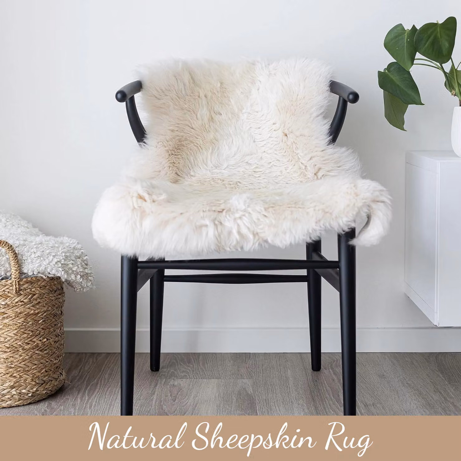 Infinity Leather Genuine Sheepskin Wool Rug, Beige, W/D/H: 90 x 60 x 1 cm – 3