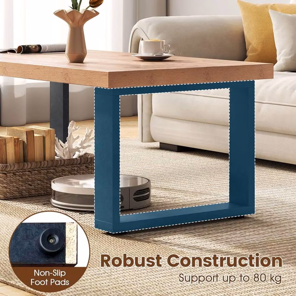 Kelvenix Rustic Oak Coffee Table with Sled Base – 4