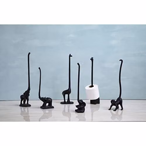 Orsina Fauna Elephant Freestanding Toilet Roll Holder in Black, W12 x D7 x H35 cm – 3