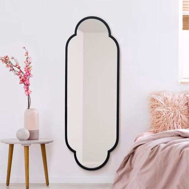 MirrorOutlet Duplici Modern Double Arch Wall Mirror with Black Metal Frame, Height: 150 cm